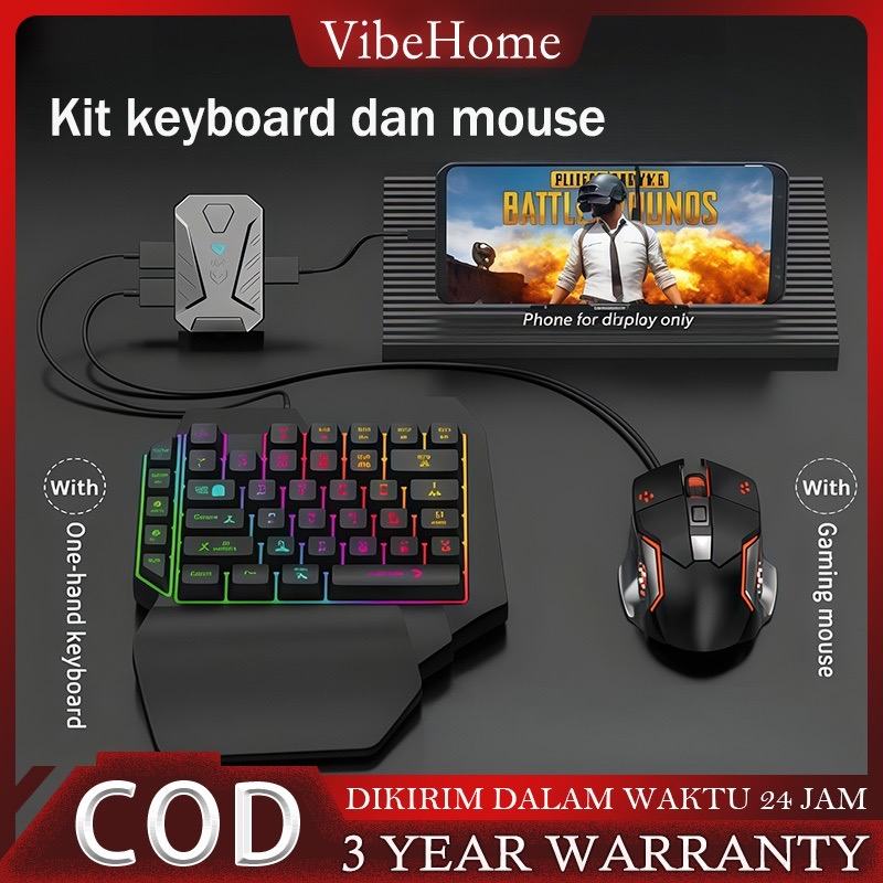 Cek Keyboard Gaming and Mouse Set for Mobile Controller Converter Mouse And Keyboard For PC Gaming PUBG Mobile Phone Android M1