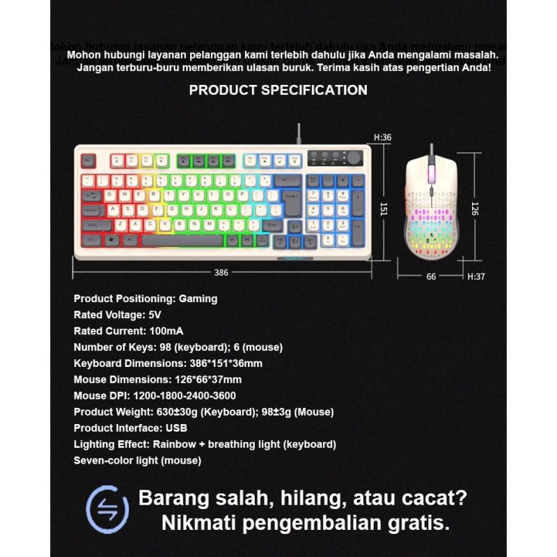 Cek Xim PC Set Keyboard K98 Gaming E-sports Jerman dengan Kabel, Switch Coklat, Senyap, Sensasi Mekanis - foto 2