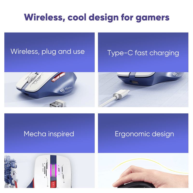 Cek MOFii Mouse Wireless Gaming Rechargeable Baterai Type-C Fast Charging 1600DPI RGB Light P6 - foto 2