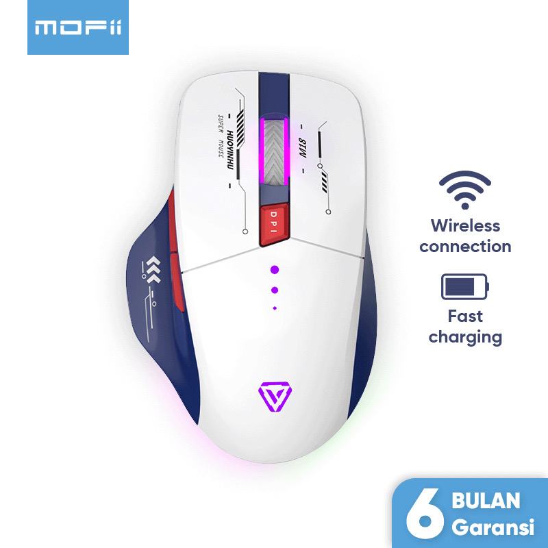 Cek MOFii Mouse Wireless Gaming Rechargeable Baterai Type-C Fast Charging 1600DPI RGB Light P6