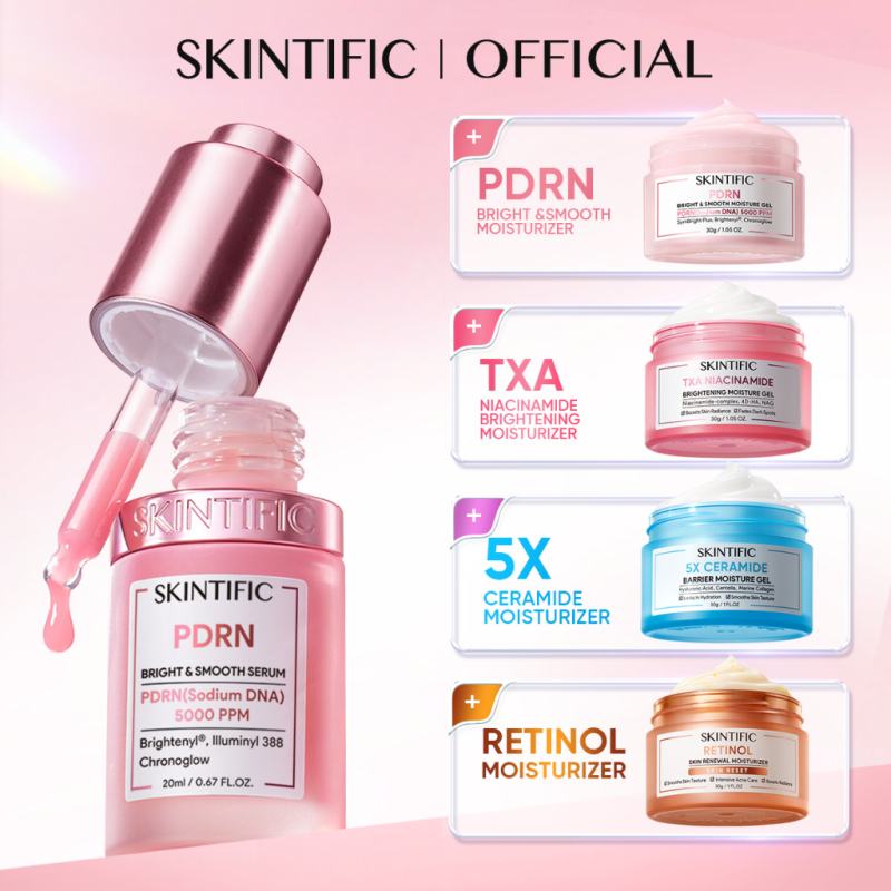 Cek [NEW] SKINTIFIC | 2PCS PDRN Glass Skin Set | Serum + Moisturizer - Bright & Smooth Brightening / Barrier Repair / Renewal Anti-aging / Skin Glowing Combo Tekstur halus & radian - foto 2