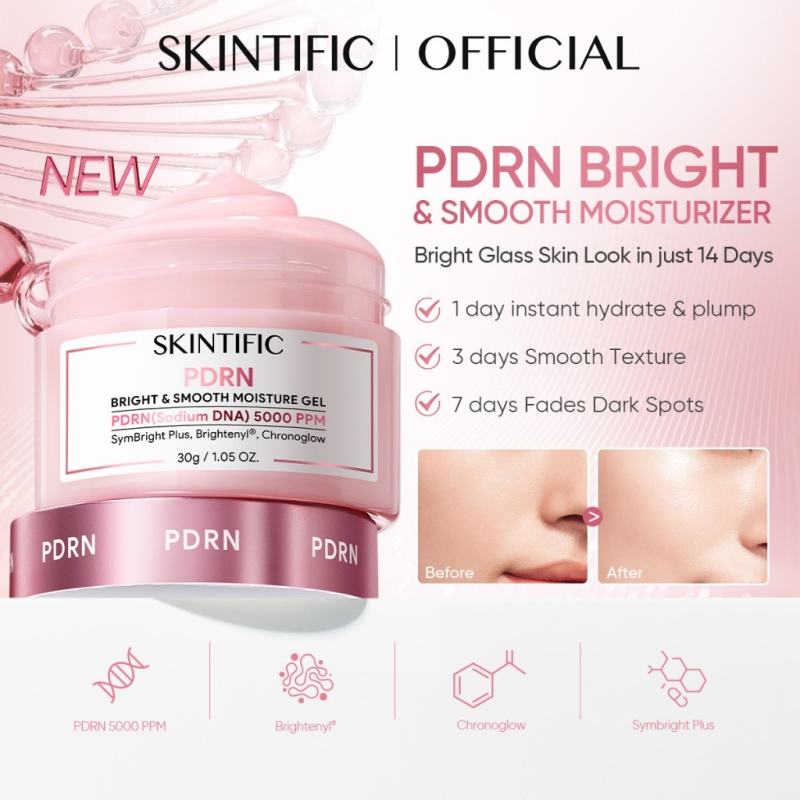 Cek [NEW] SKINTIFIC | 2PCS PDRN Glass Skin Set | Serum + Moisturizer - Bright & Smooth Brightening / Barrier Repair / Renewal Anti-aging / Skin Glowing Combo Tekstur halus & radian - foto 4